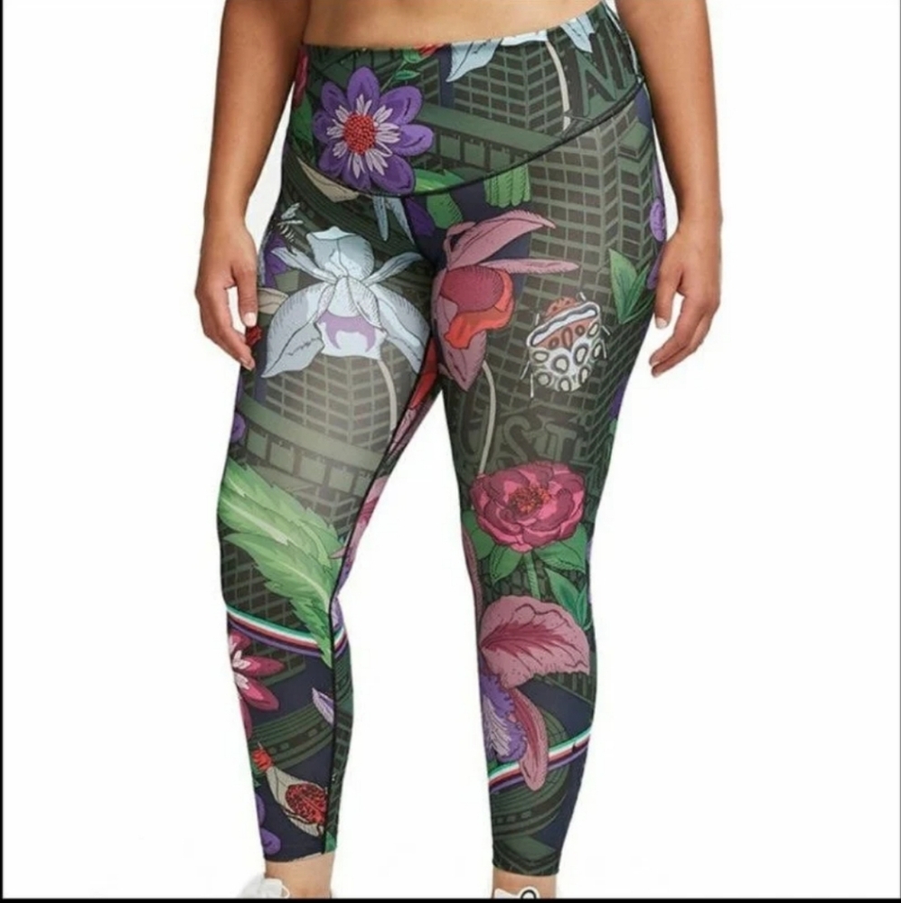 Like New Nike One Icon Clash Multicolored Floral Tights 2X